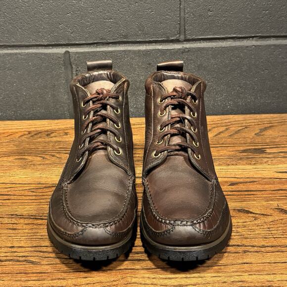 Vintage Browns Landing Brown Leather Moc Toe Lace Up Boots Women’s 8.5 D - Picture 3 of 8